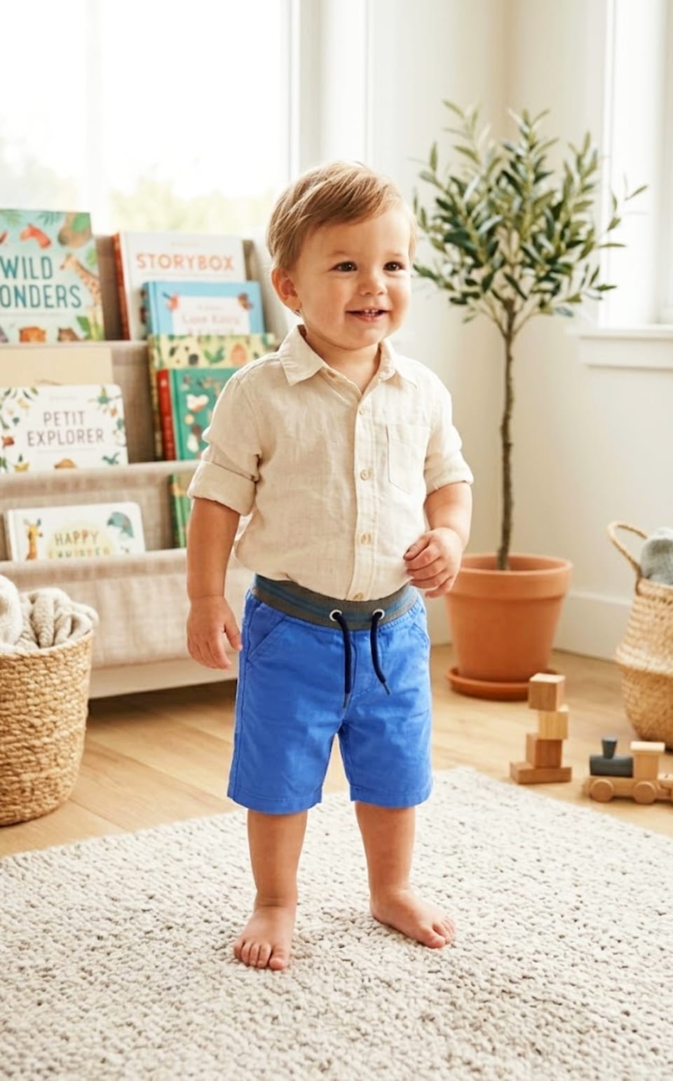 Baby Toss Boys' Premium Cotton Chino Shorts - Royal Blue