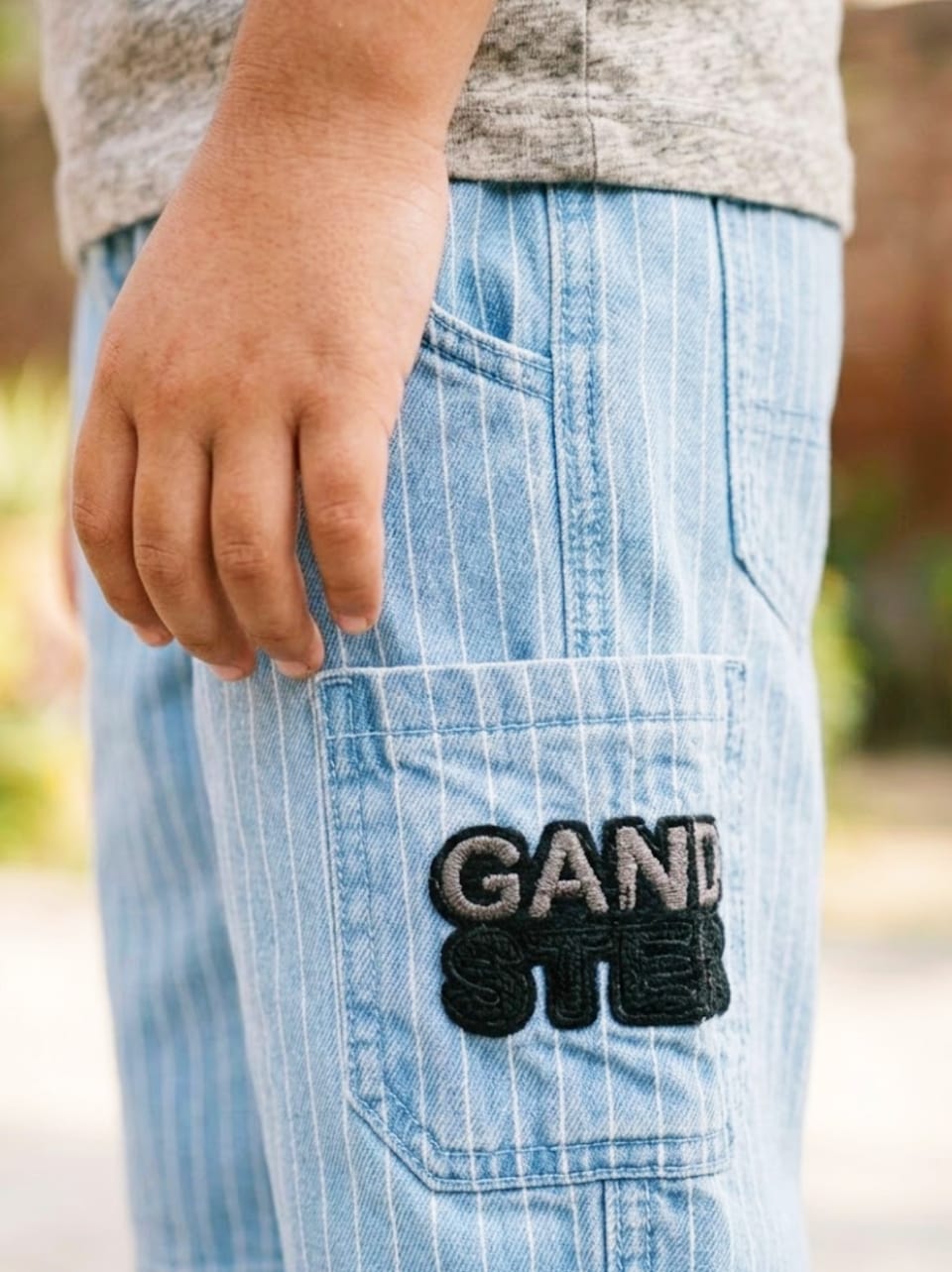 Boys' Levi's Striped Light Blue Denim Cargo Shorts - Casual Summer Wear