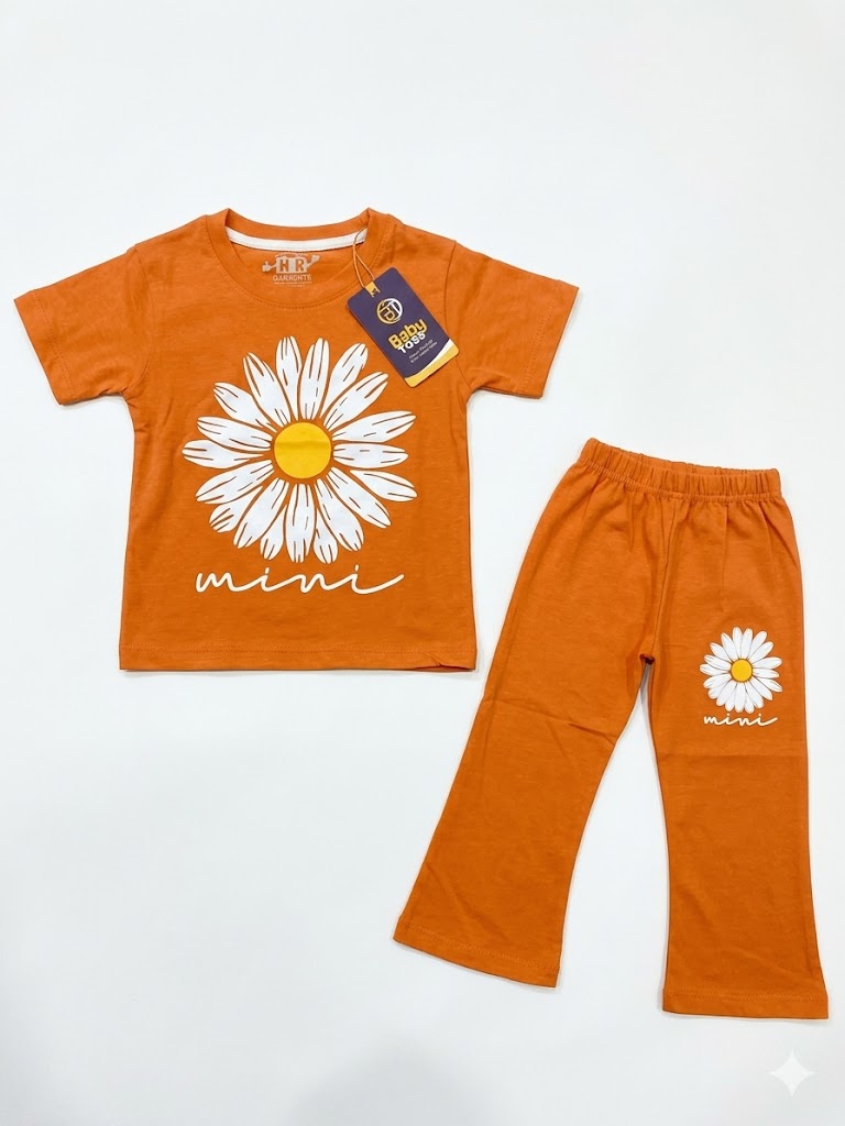 Girls Summer Cotton Suit - Sunflower Print (Shirt & Trouser
