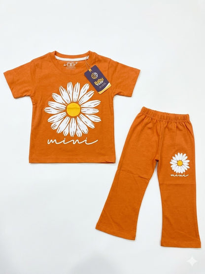 Girls Summer Cotton Suit - Sunflower Print (Shirt & Trouser