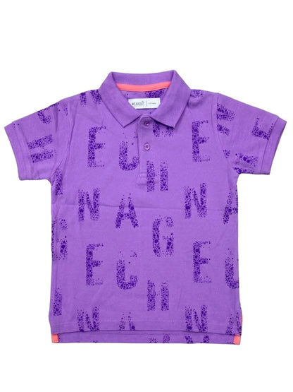 Breakout Boys' Premium Alphabet Print Polo - Lavender Purple