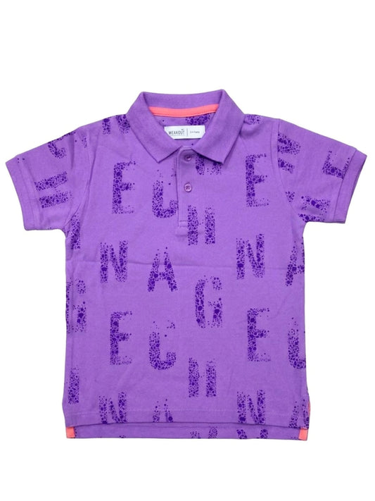 Breakout Boys' Premium Alphabet Print Polo - Lavender Purple