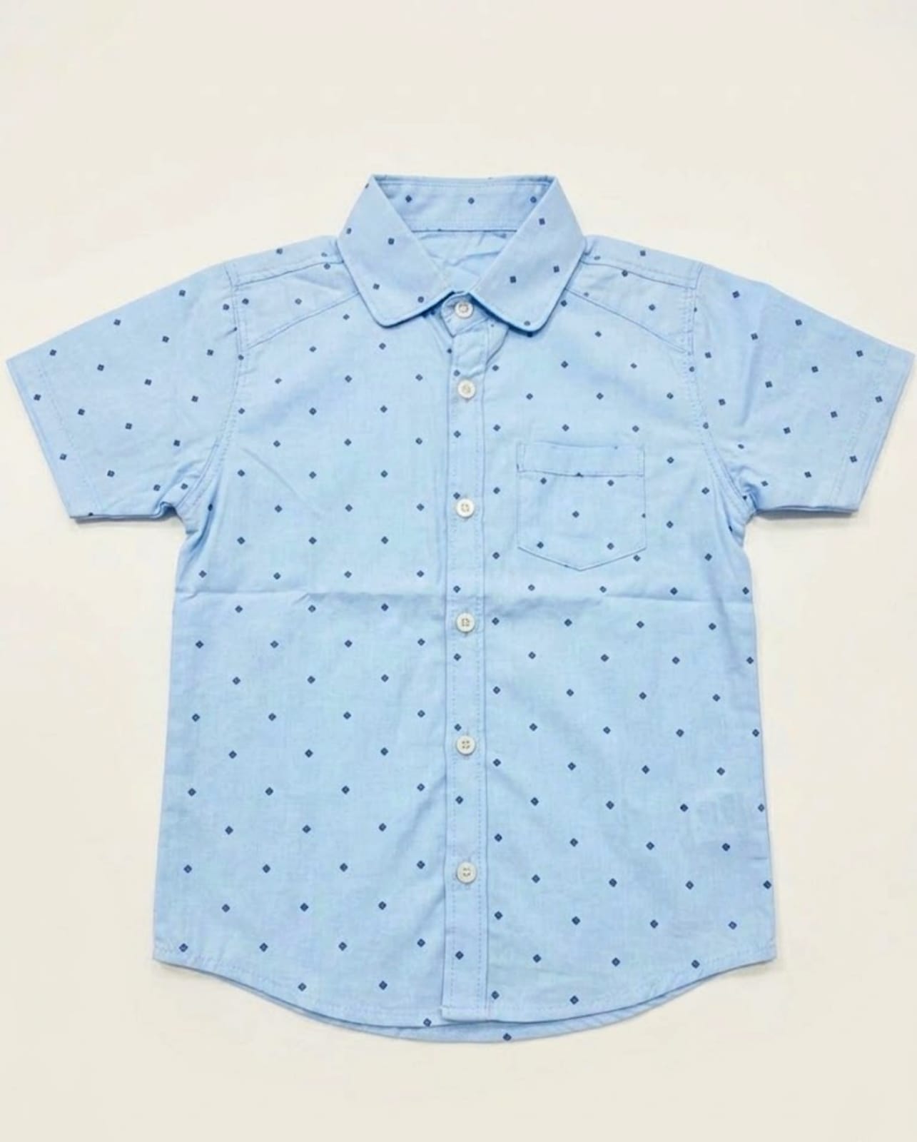 Baby Toss Boys' Premium Micro-Diamond Print Shirt - Soft Sky