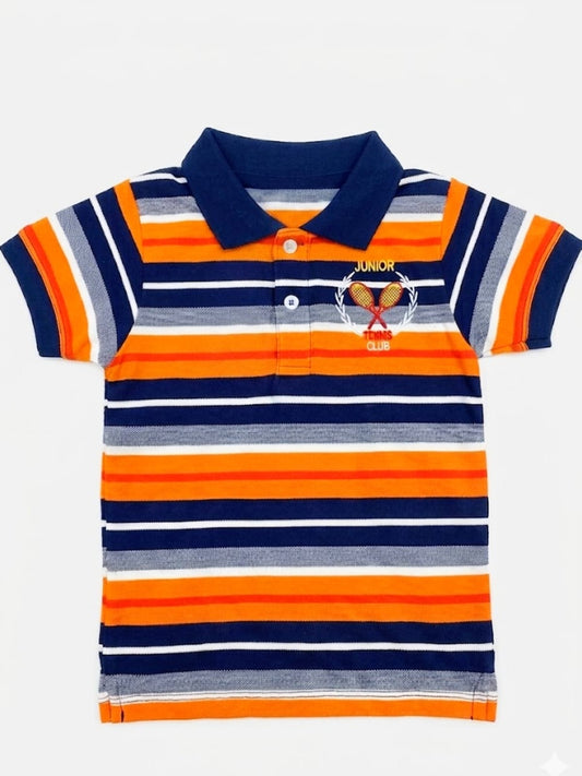 Baby Toss Junior Tennis Club Polo – Multi-Colored Striped Shirt for Boys