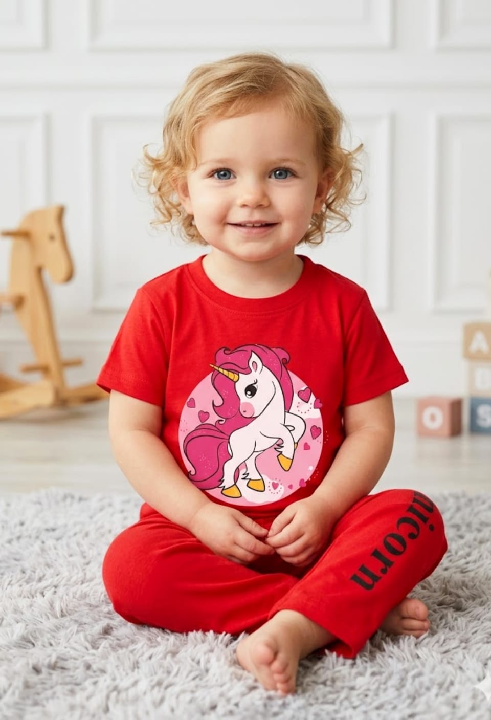Little Girls' Magical Unicorn Cotton Two-Piece Suit