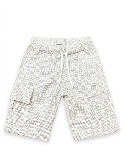 Baby Toss Boys' Premium Micro-Dot Cargo Shorts - Off-White & Black