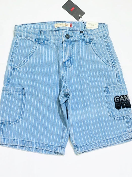 Boys' Levi's Striped Light Blue Denim Cargo Shorts - Casual Summer Wear