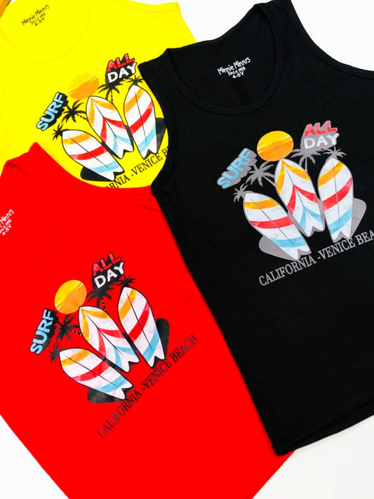 Minnie Minors Kids Surf All Day Sleeveless Tank Tops Combo Pack (Pack of 3) | Soft & Breathable Summer Vests for Boys