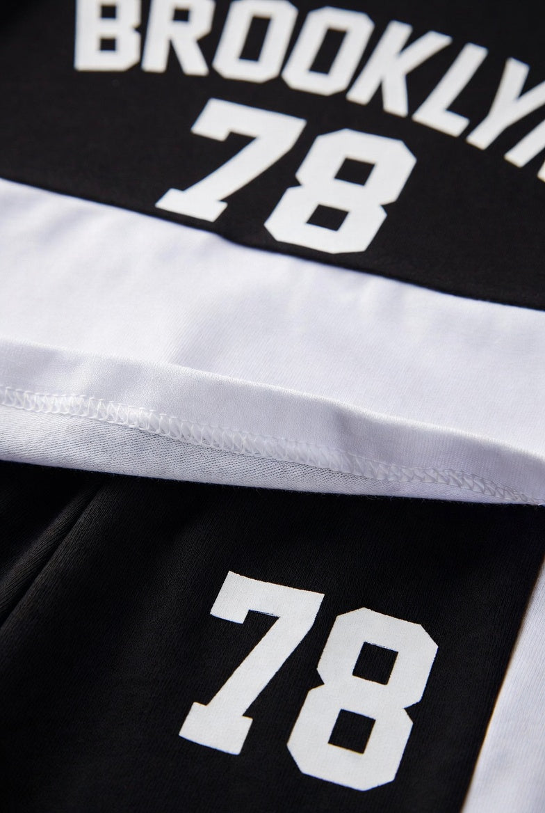 Boys' Brooklyn 78 Sportswear T-Shirt & Shorts Set - Black & White Summer Outfit