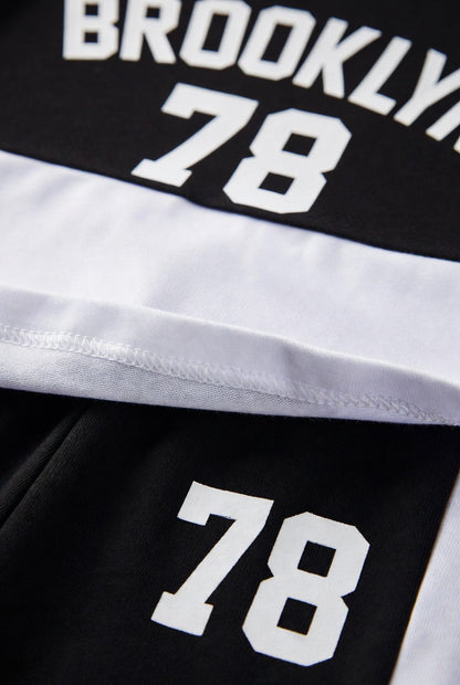 Boys' Brooklyn 78 Sportswear T-Shirt & Shorts Set - Black & White Summer Outfit
