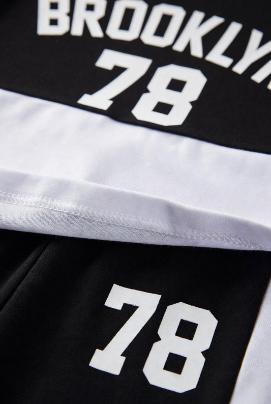 Boys' Brooklyn 78 Sportswear T-Shirt & Shorts Set - Black & White Summer Outfit