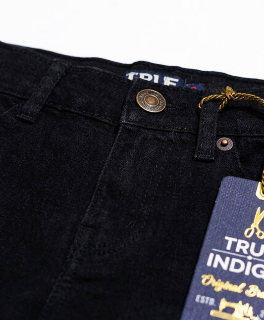 True Indigo Premium Deep Black Denim Shorts – Classic & Durable Design