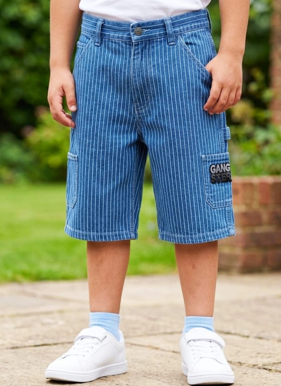 Boys' Levi's Striped Dark Blue Denim Cargo Shorts - Casual Summer Wear